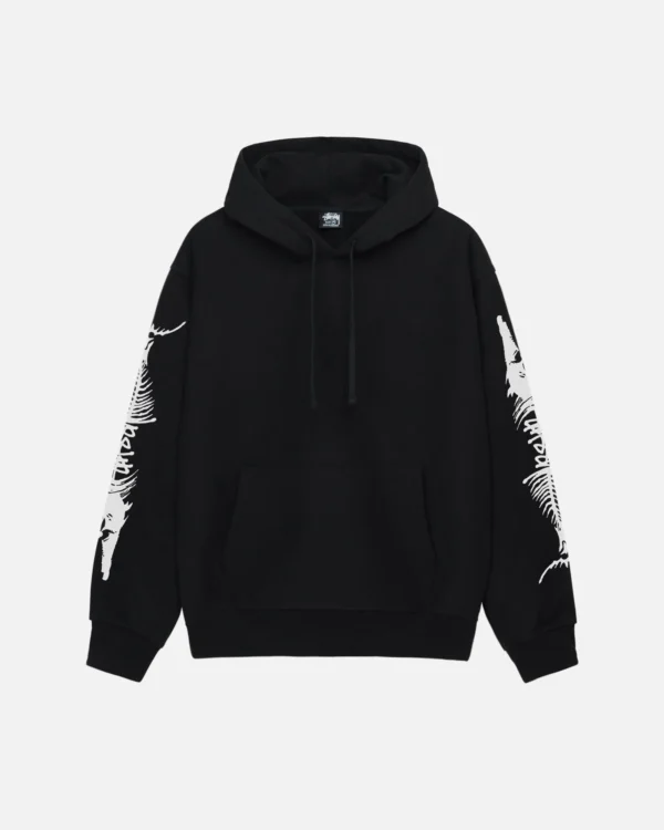 STUSSY - BARRACUDA HOODIE- BLACK FRONT