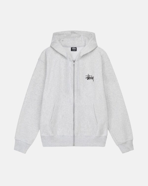 STUSSY - BASIC STÜSSY ZIP HOODIE GRAY FRONT