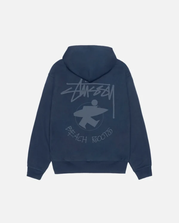 STUSSY - BEACH ROOTS ZIP HOODIE STUSSY NAVY BACK