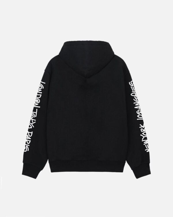 STUSSY - BIG CITIES ZIP HOODIE BLACK BACK
