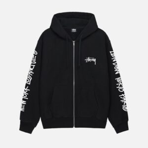 STUSSY - BIG CITIES ZIP HOODIE BLACK FRONT