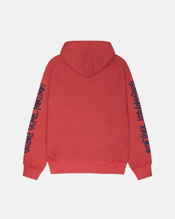 STUSSY - BIG CITIES ZIP HOODIE RED BACK