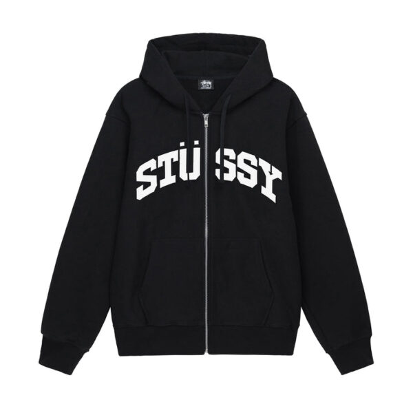 STUSSY - BLOCK SPORT ZIP HOODIE BLACK FRONT