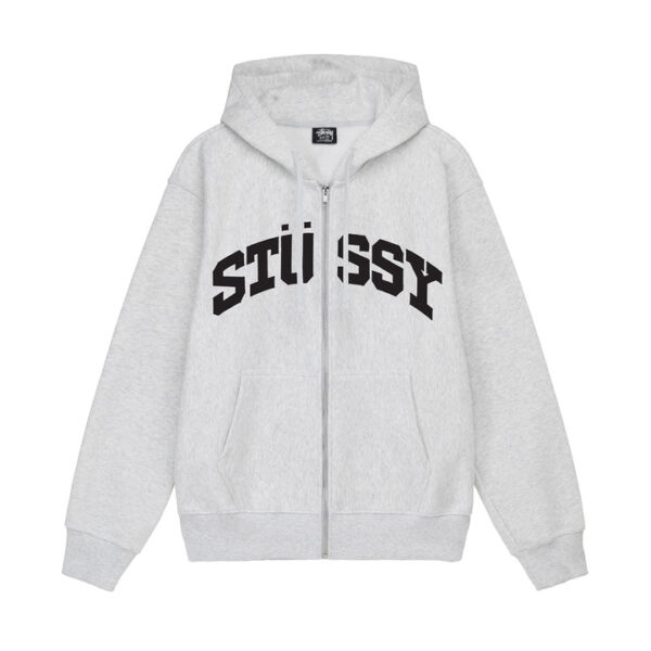 STUSSY - BLOCK SPORT ZIP HOODIE GREY FRONT
