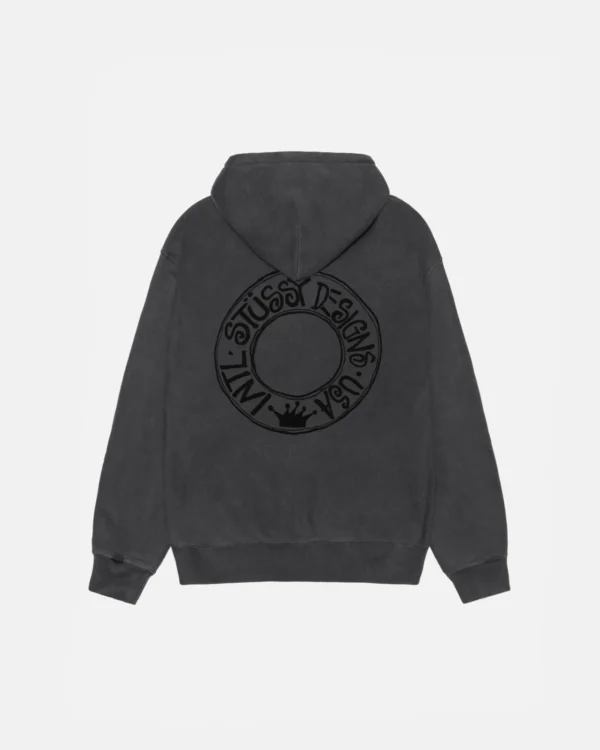 STUSSY - BUANA ZIP HOODIE PIGMENT DYED BLACK BACK
