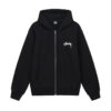 STUSSY - BURNING STOCK ZIP HOODIE BLACK FRONT