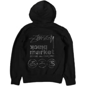 STUSSY - CDG Black Market x Stussy Hoodie – Black BACK