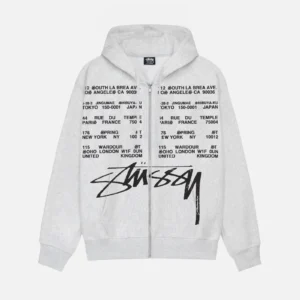 STUSSY - LOCATIONS ZIP HOODIE FRONT